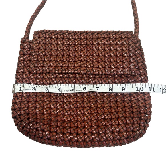 CEE KLEIN ACCESSORIES Leather Woven Boho Crossbody Purse In Copper Brown ✨EUC✨ - Picture 9 of 13